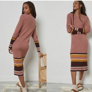 NWT Anthropologie Saturday Sunday Rose Pink Striped Sweater Dress small